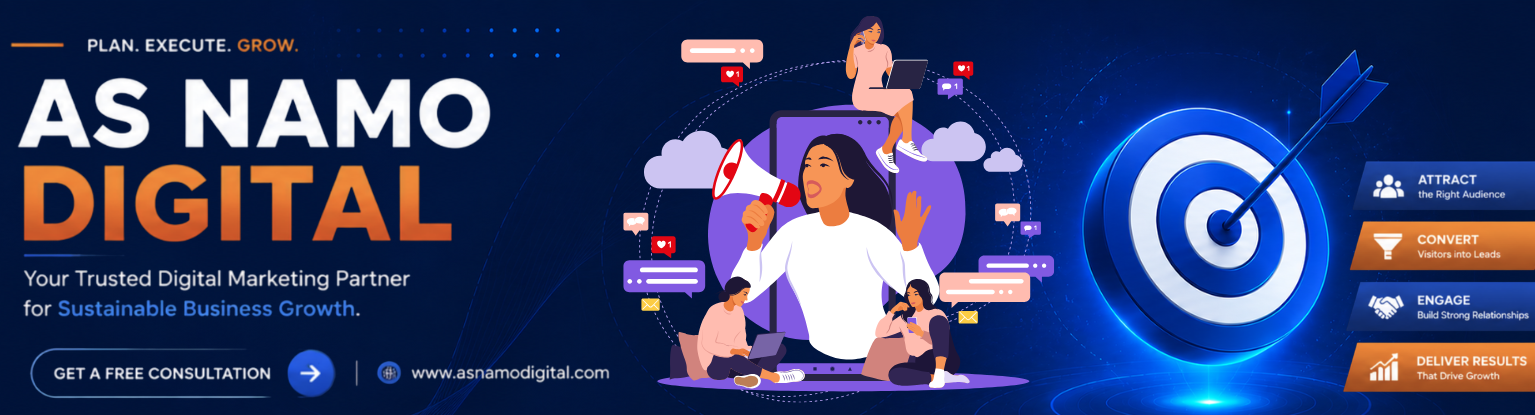 AS Namo Digital providing digital marketing services including SEO, website development, Google Ads, social media marketing, and lead generation