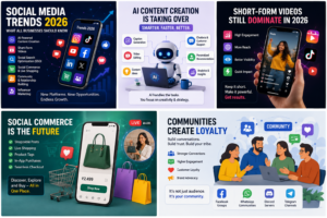 Business using social commerce and community marketing to sell products through social media while building customer trust and engagement
